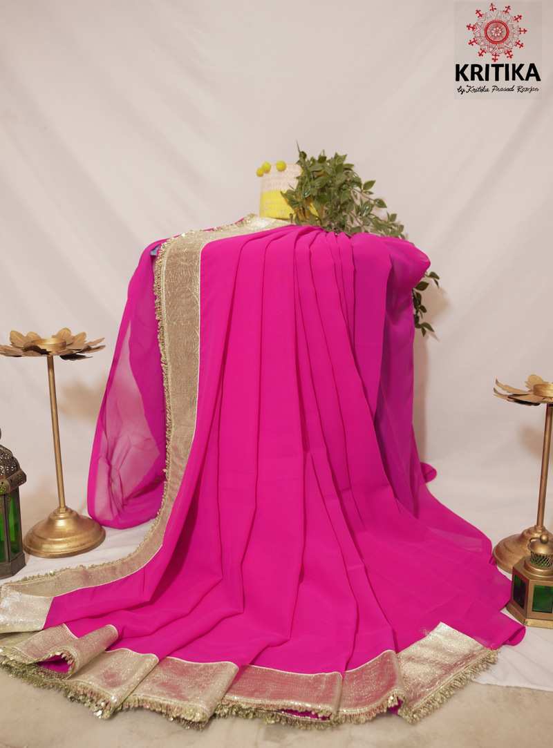 Gota Patti Saree & Designer Blouse Set Gallery Image 1