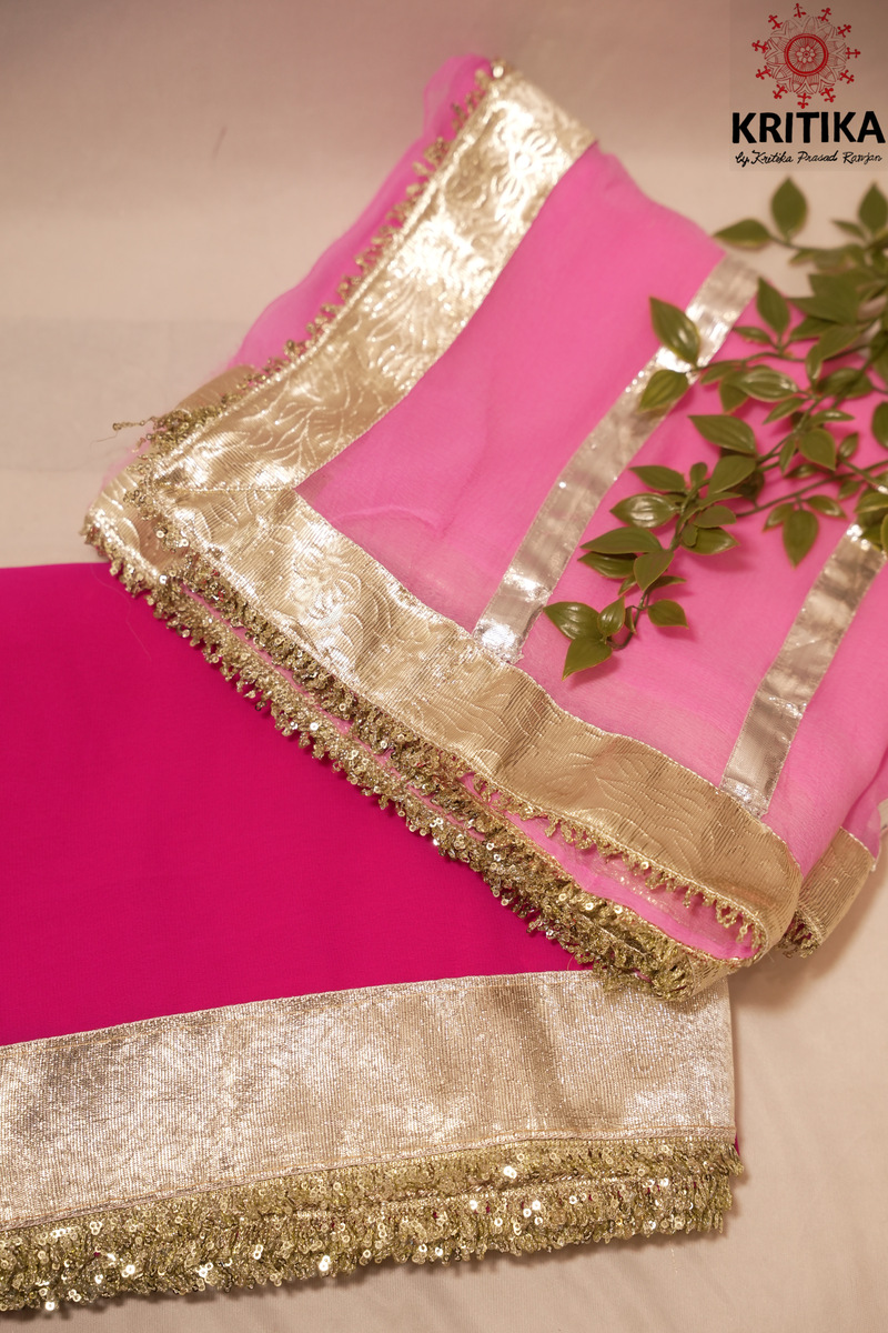 Gota Patti Saree & Designer Blouse Set Gallery Image 2