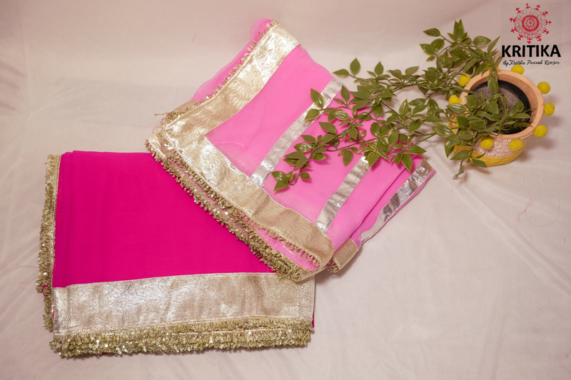Gota Patti Saree & Designer Blouse Set Gallery Image 4