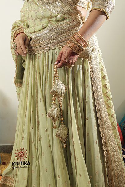 Shruti in our panna lehenga Gallery Image 3